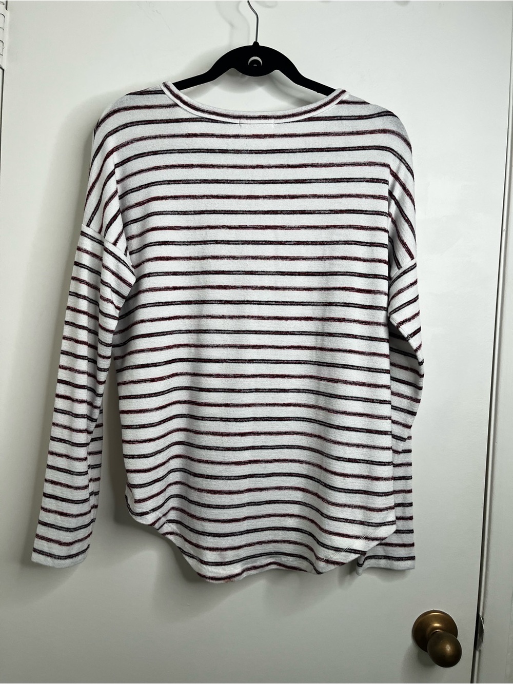 Rag & Bone Women’s Striped Long-Sleeve Tunic White Black Burgundy Comfy Nautical - Picture 4 of 10
